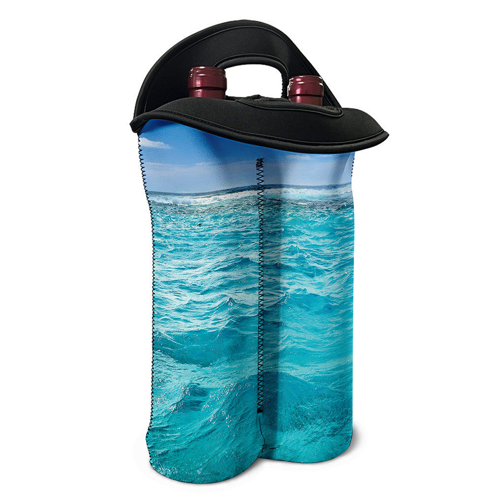 Caribbean Ocean Print Double Neoprene Wine Tote