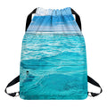 Caribbean Ocean Print Drawstring Backpack