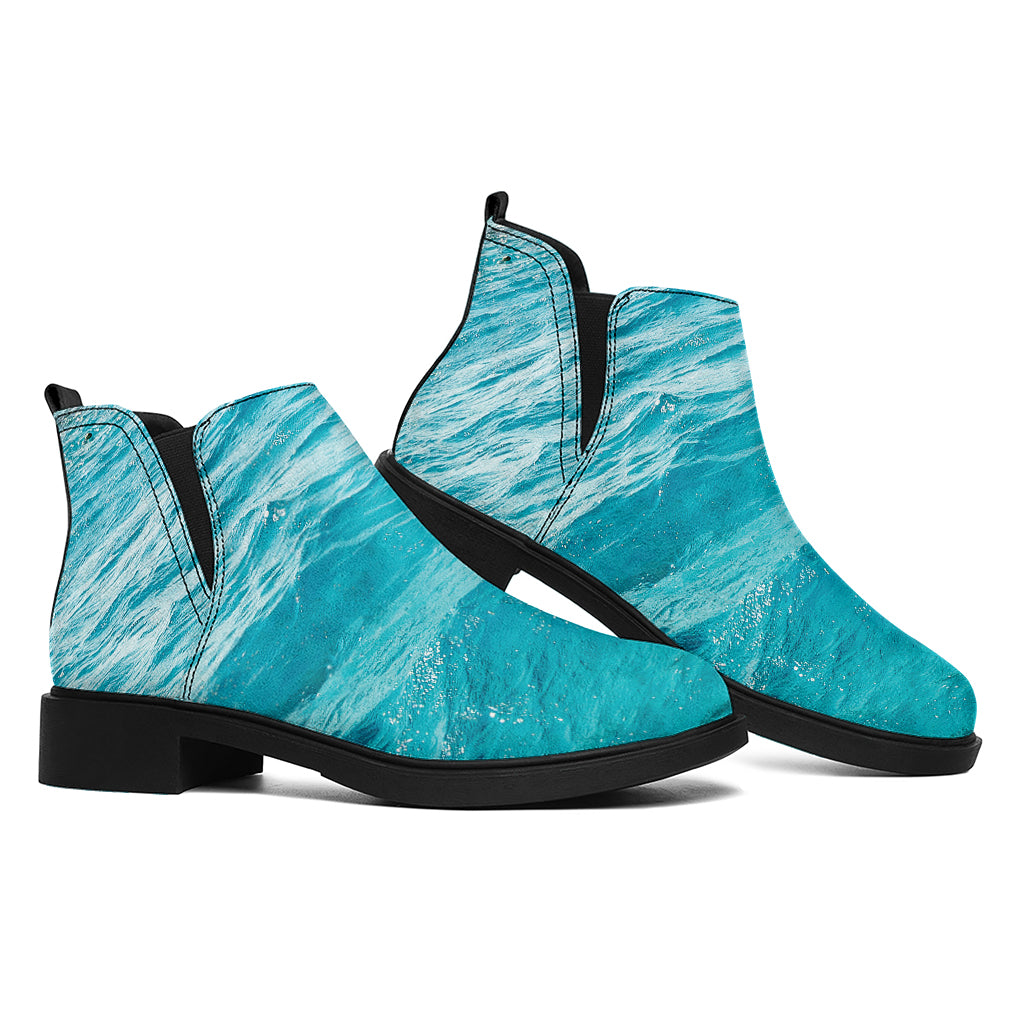 Caribbean Ocean Print Flat Ankle Boots