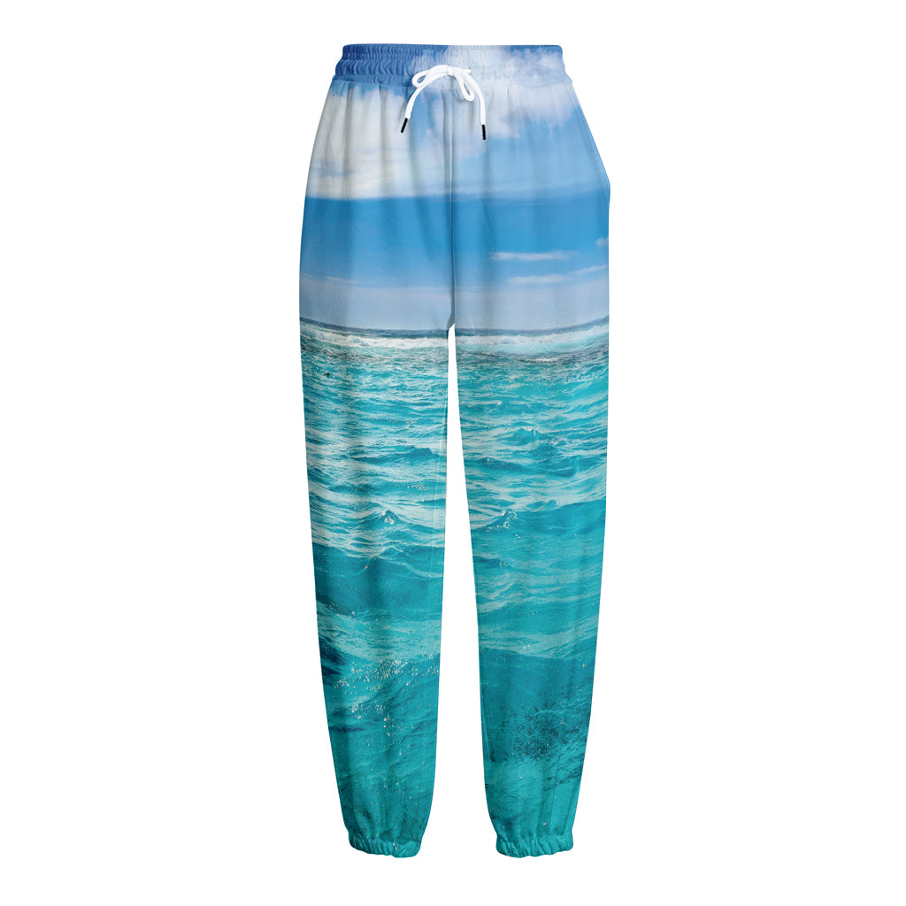 Caribbean Ocean Print Fleece Lined Knit Pants