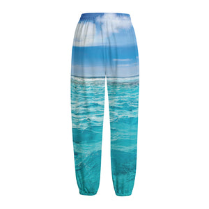 Caribbean Ocean Print Fleece Lined Knit Pants