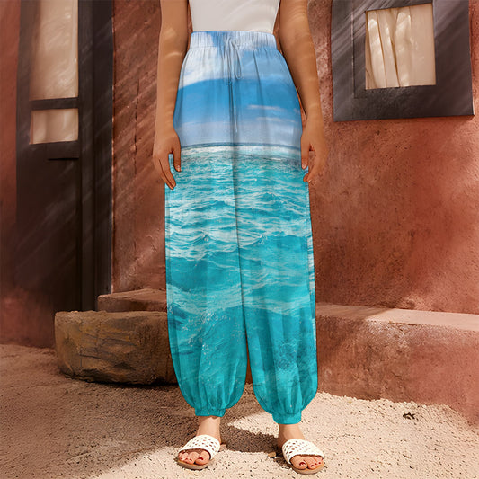 Caribbean Ocean Print Harem Pants