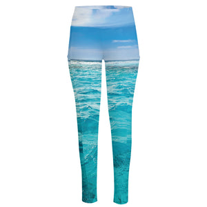 Caribbean Ocean Print High-Waisted Pocket Leggings