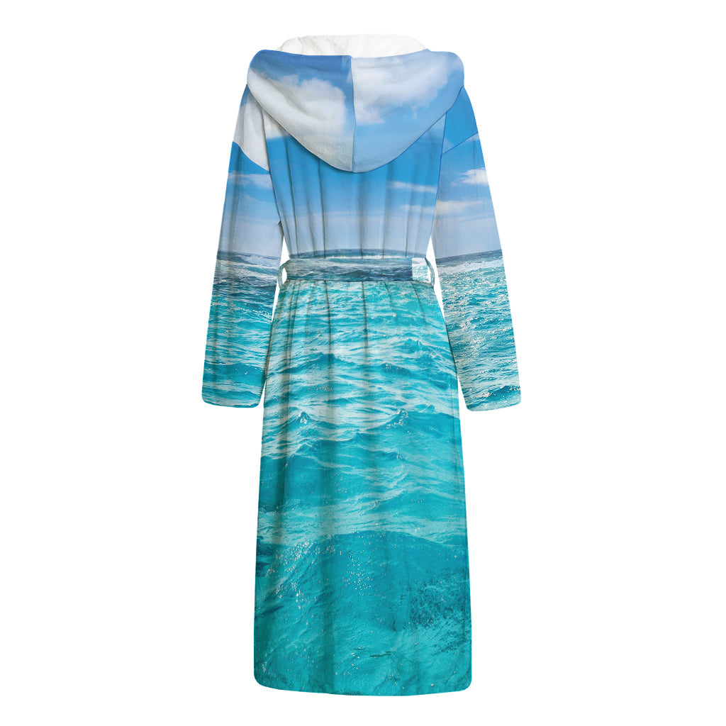 Caribbean Ocean Print Hooded Bathrobe