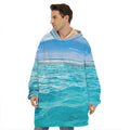 Caribbean Ocean Print Hoodie Blanket