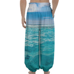 Caribbean Ocean Print Lantern Pants