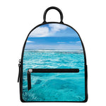Caribbean Ocean Print Leather Backpack