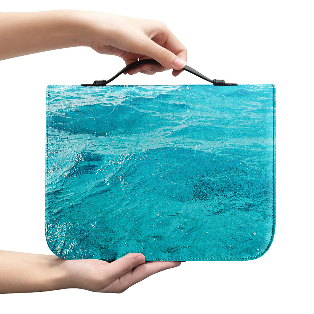 Caribbean Ocean Print Leather Bible Cover