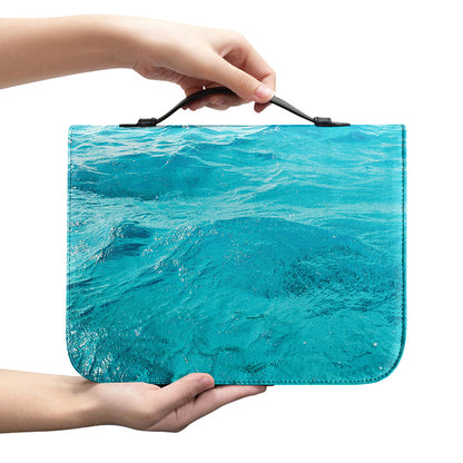 Caribbean Ocean Print Leather Bible Cover