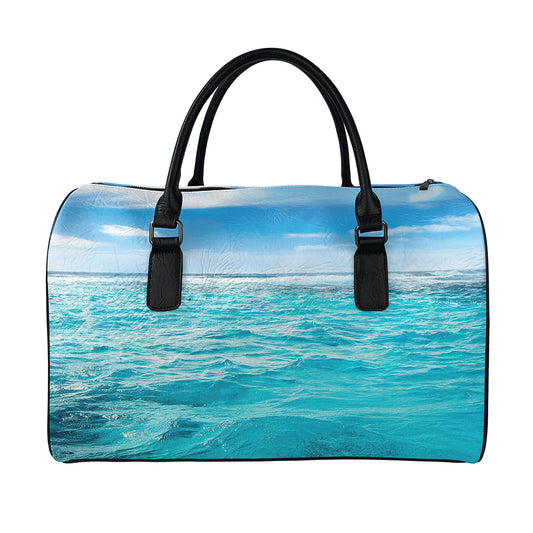 Caribbean Ocean Print Leather Duffle Bag
