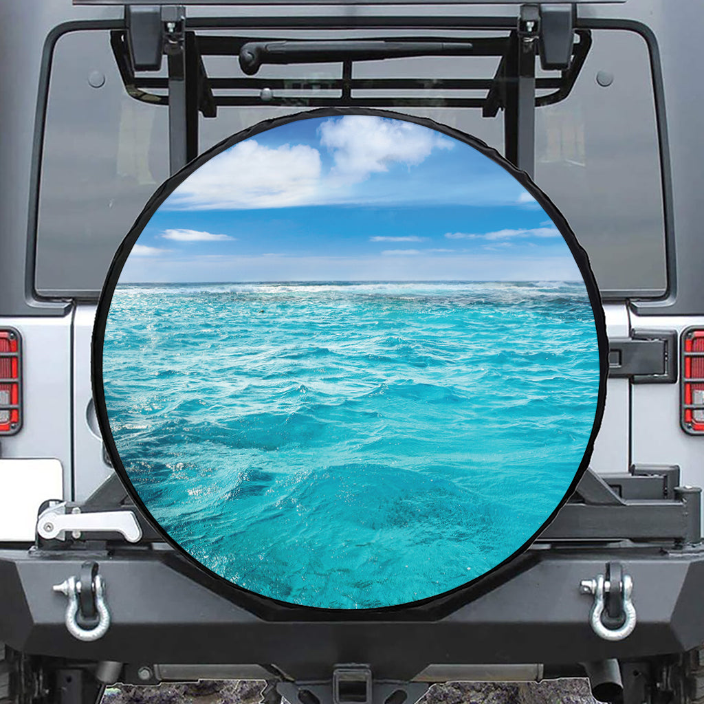 Caribbean Ocean Print Leather Spare Tire Cover