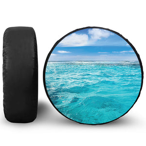 Caribbean Ocean Print Leather Spare Tire Cover