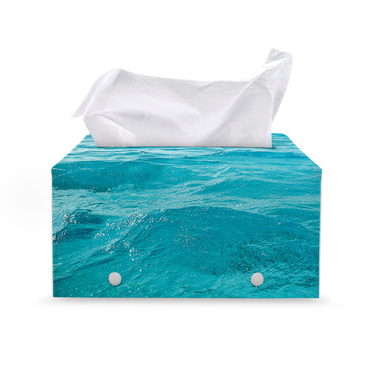 Caribbean Ocean Print Leather Tissue Box Cover