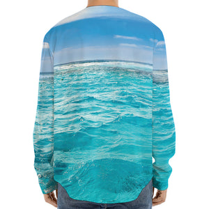 Caribbean Ocean Print Long Sleeve Baseball Jersey