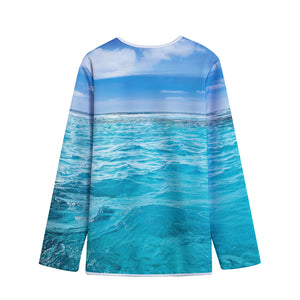 Caribbean Ocean Print Long Sleeve Short Coat