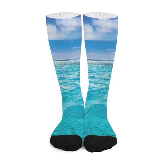 Caribbean Ocean Print Long Socks