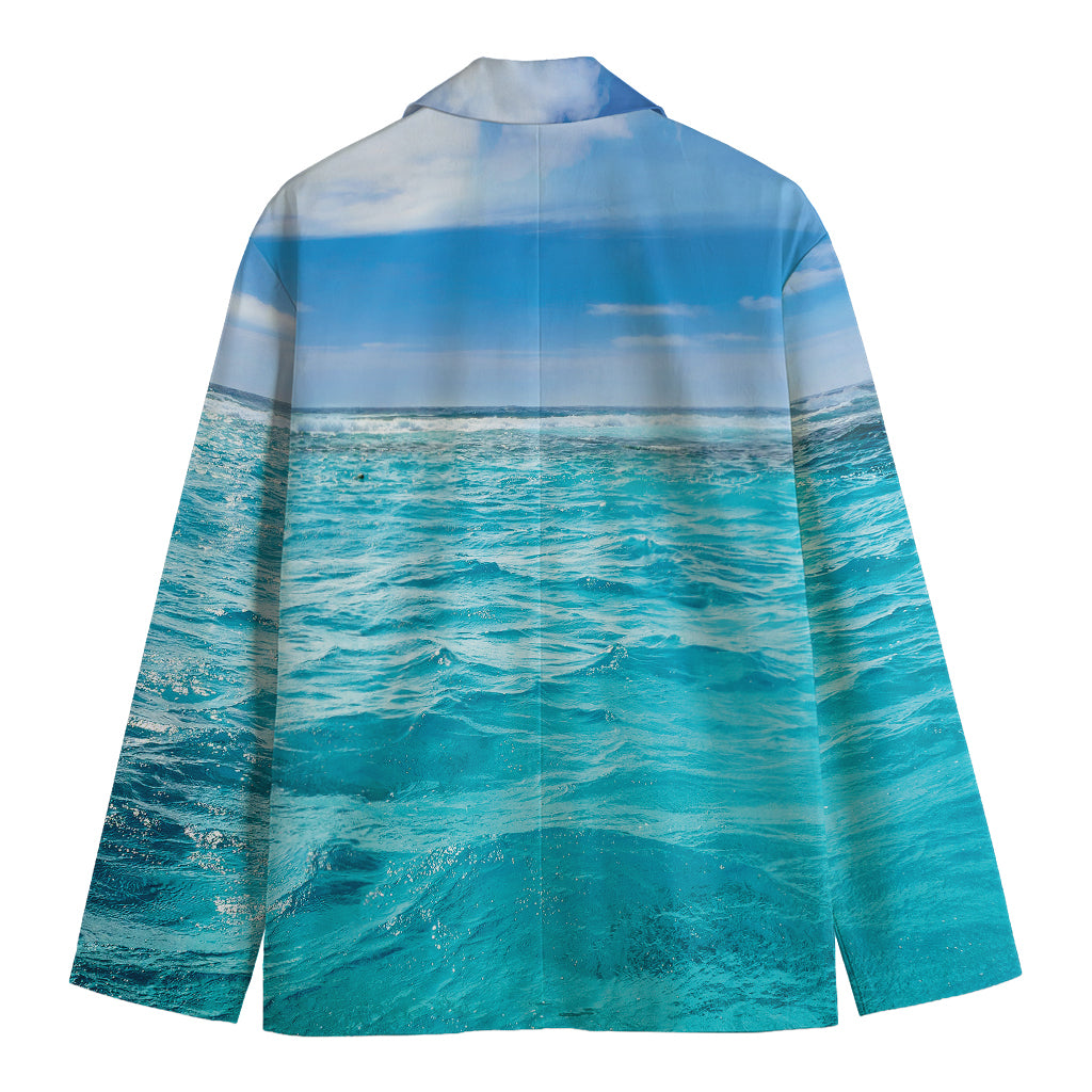 Caribbean Ocean Print Men's Cotton Blazer