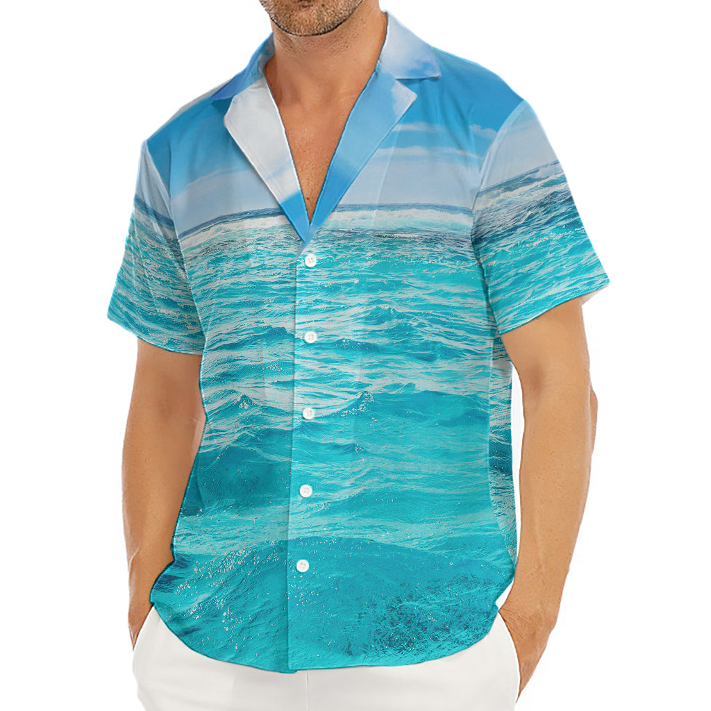 Caribbean Ocean Print Men's Deep V-Neck Shirt