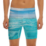 Caribbean Ocean Print Men's Long Boxer Briefs