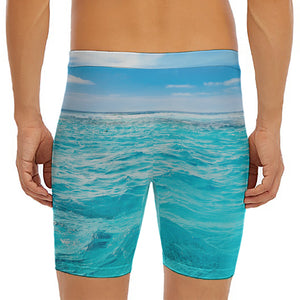 Caribbean Ocean Print Men's Long Boxer Briefs