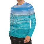 Caribbean Ocean Print Men's Long Sleeve Rash Guard