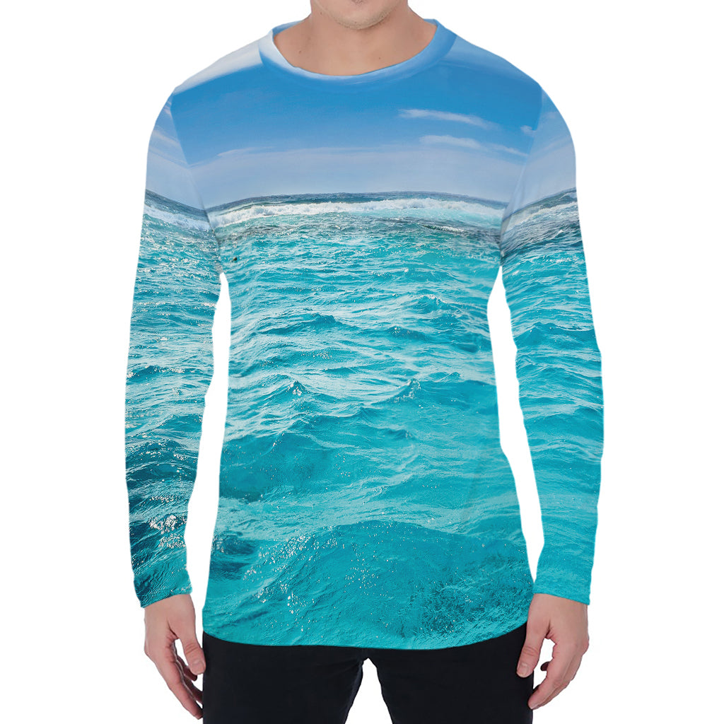 Caribbean Ocean Print Men's Long Sleeve T-Shirt