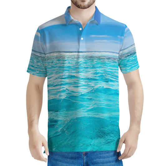 Caribbean Ocean Print Men's Polo Shirt