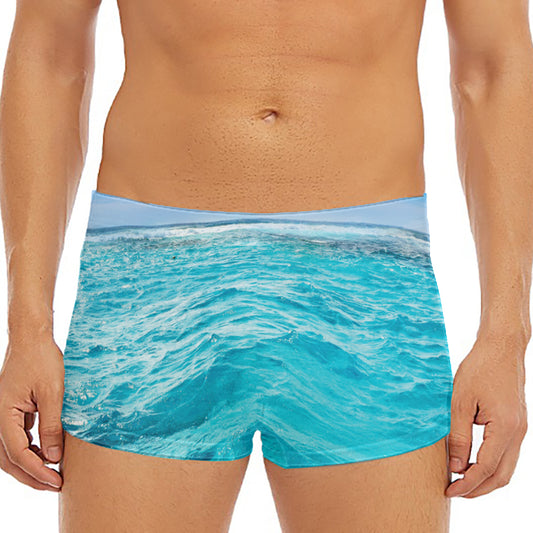 Caribbean Ocean Print Men's Short Boxer Briefs