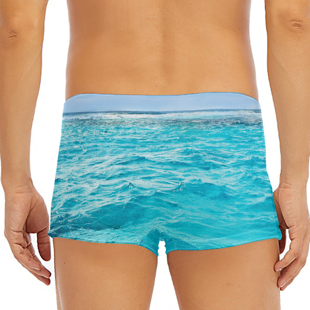 Caribbean Ocean Print Men's Short Boxer Briefs