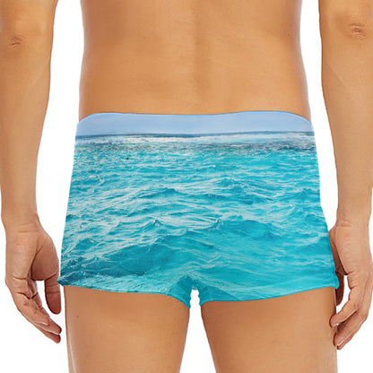 Caribbean Ocean Print Men's Short Boxer Briefs