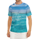 Caribbean Ocean Print Men's Short Sleeve Rash Guard