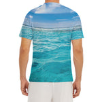 Caribbean Ocean Print Men's Short Sleeve Rash Guard