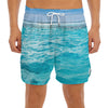 Caribbean Ocean Print Men's Split Running Shorts