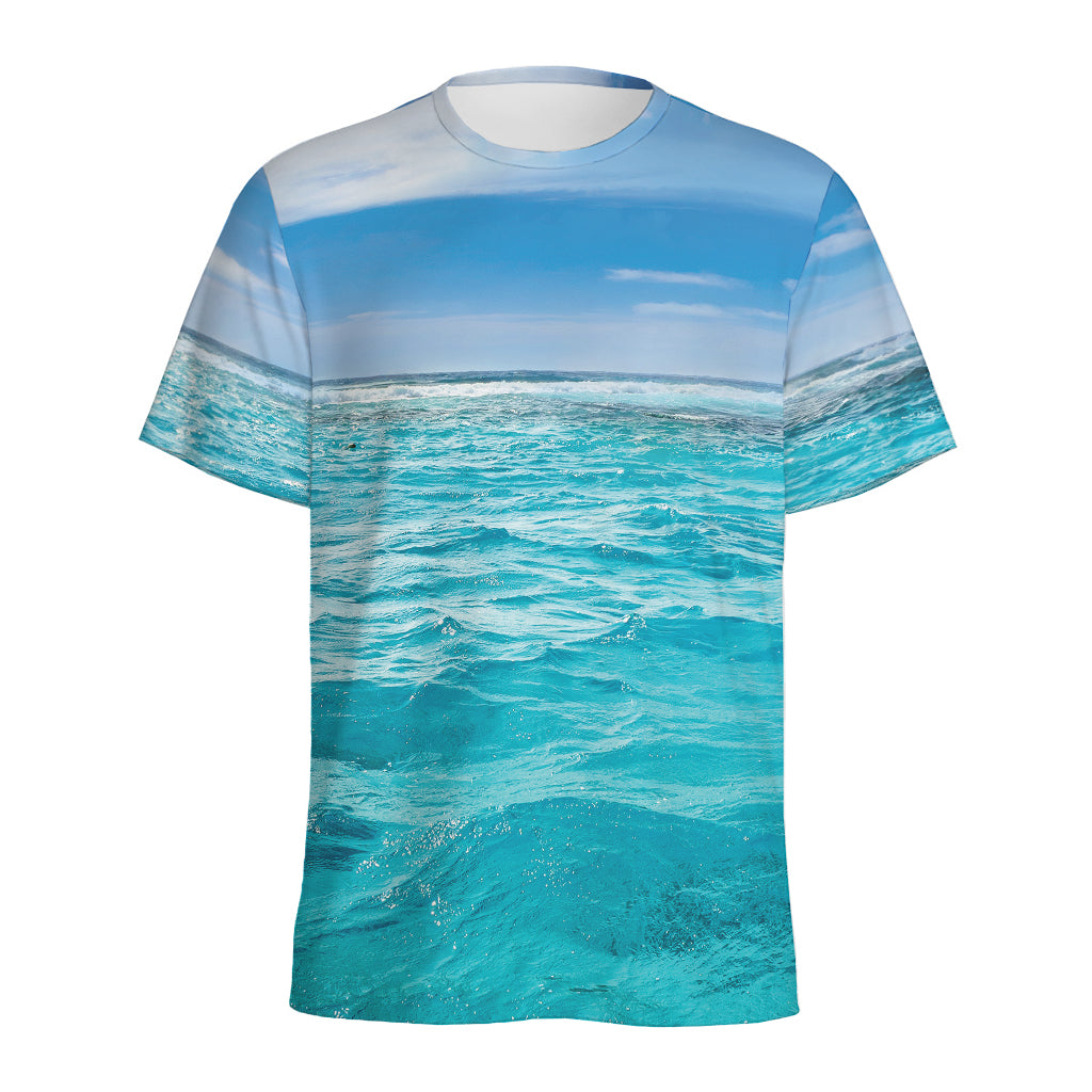 Caribbean Ocean Print Men's Sports T-Shirt