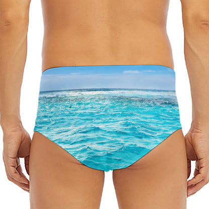Caribbean Ocean Print Men's Triangle Swim Briefs