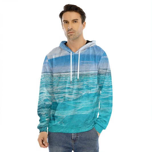 Caribbean Ocean Print Men's Velvet Pullover Hoodie