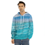 Caribbean Ocean Print Men's Velvet Pullover Hoodie