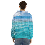 Caribbean Ocean Print Men's Velvet Pullover Hoodie