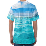 Caribbean Ocean Print Men's Velvet T-Shirt