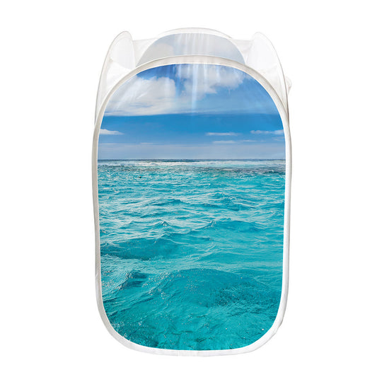 Caribbean Ocean Print Mesh Laundry Hamper