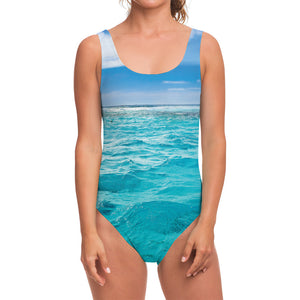 Caribbean Ocean Print One Piece Swimsuit