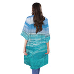 Caribbean Ocean Print Open Front Beach Cover Up