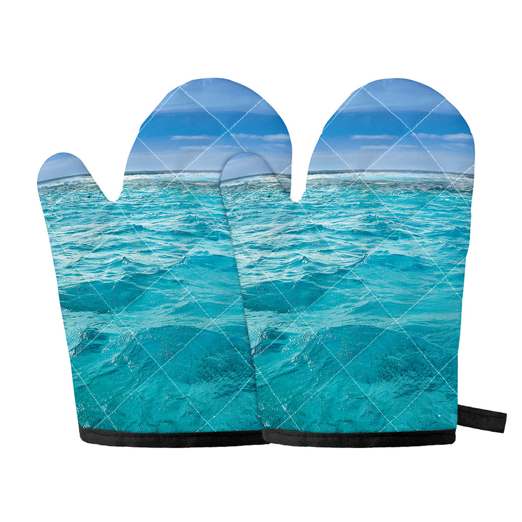 Caribbean Ocean Print Oven Mitts