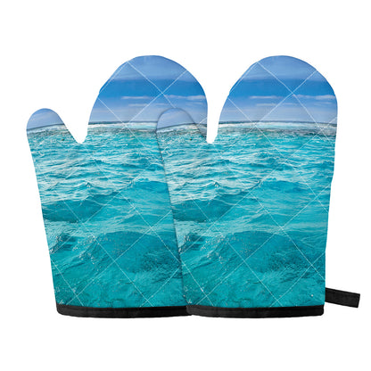Caribbean Ocean Print Oven Mitts