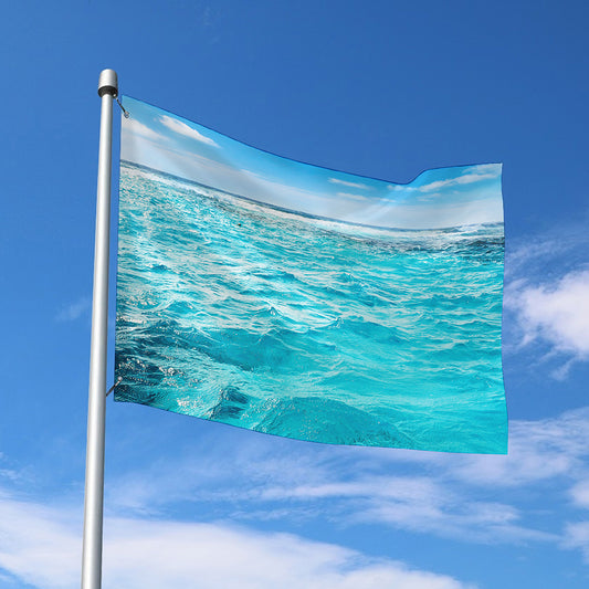 Caribbean Ocean Print Polyester Flag