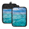 Caribbean Ocean Print Pot Holders With Pocket