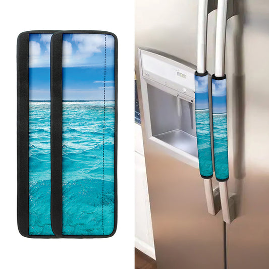 Caribbean Ocean Print Refrigerator Handle Covers