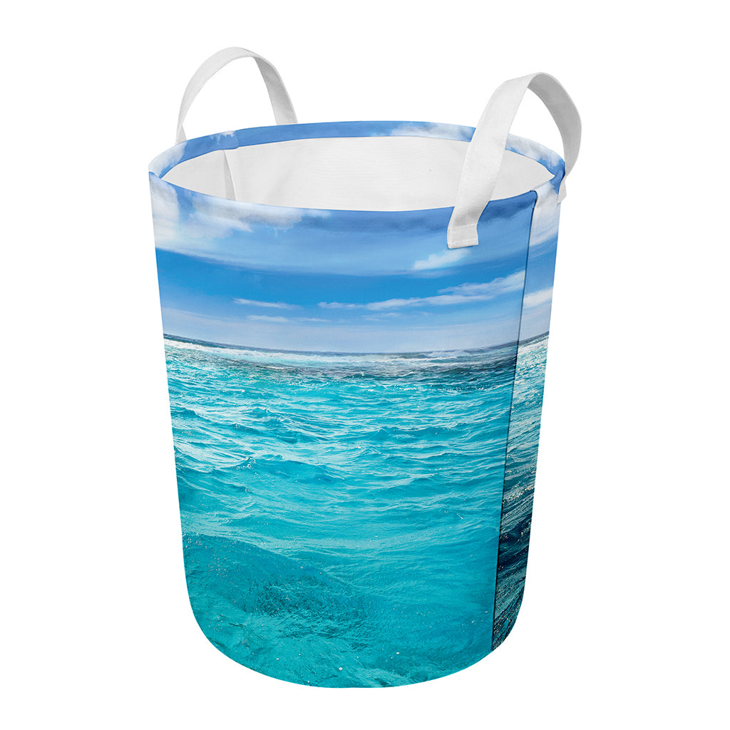 Caribbean Ocean Print Round Laundry Basket