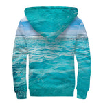 Caribbean Ocean Print Sherpa Lined Zip Up Hoodie