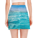 Caribbean Ocean Print Side Slit Mini Skirt